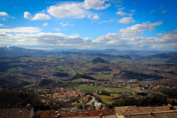 Fototapeta na wymiar Panoramic view of San Marino from Titano Mount