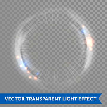Light lens flare vector effect transparent background