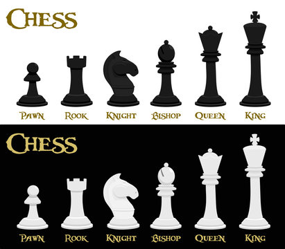 Set of chess piece with their name
