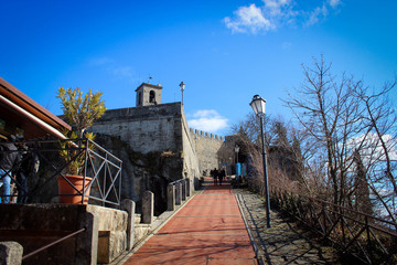 Walls and towers of Guaita castle, San Marino