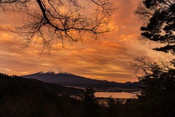 scene of sunset time at mount fuji view point - can use to display or montage on product