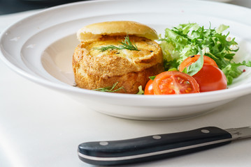 eggs benedict with fresh salad
