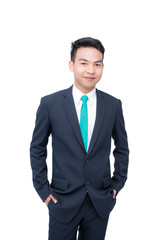 Young asian businessman isolated over white background