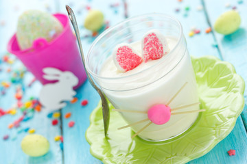 Easter bunny cream dessert