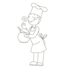 Cook in an apron and cap.