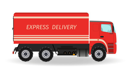 Express delivery service car. Transportation vehicle isolated on a white background.