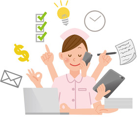 マルチタスクをこなすナース