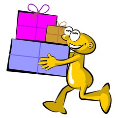 Cartoon carrying a box