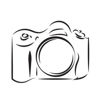 Logo black silhouette of the camera isolated on white background