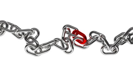 Chrome chain with a red link