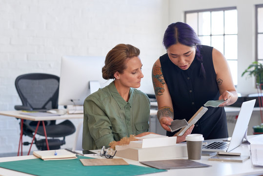 Female asian architect giving some guidance to colleage