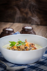 Hot mushroom soup.
