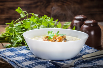 Hot mushroom soup.
