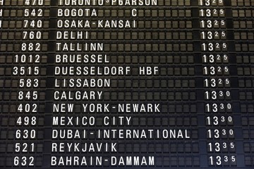 Airport departures list in Frankfurt