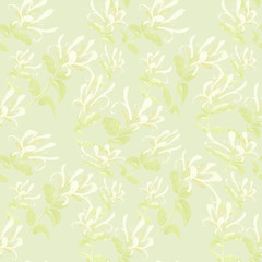 Branch honeysuckle.Watercolor. Seamless pattern. Branches. medicinal, perfumery and cosmetic plants. Wallpaper. Use printed materials, signs, posters, postcards, packaging.