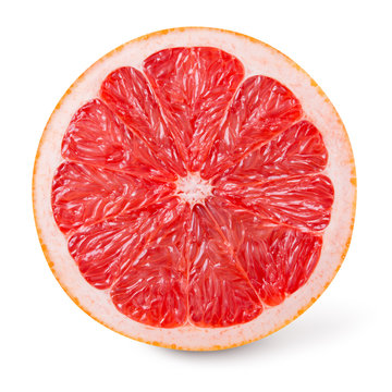 Grapefruit isolated on white background. Round slice of fresh fruit. With clipping path.
