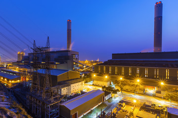 Hong Kong power station at sunset