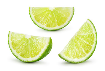 Lime. Fresh fruit isolated on white background. Slice, piece, quarter; part, segment, section....