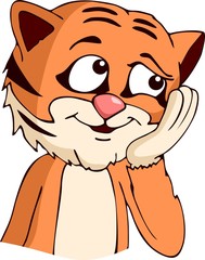 Thinking tiger cartoon 