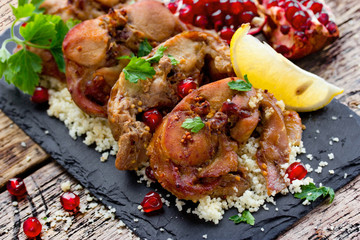 Roast rabbit with couscous