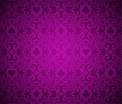 Luxury purple background with card symbols ornament