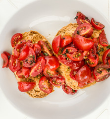 Tomato Bruschetta with olive oil.