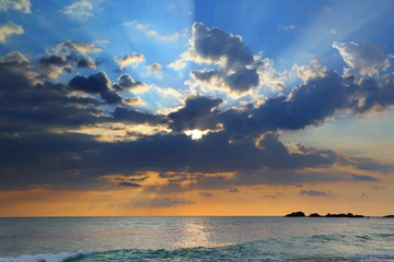 Foto auf Acrylglas Meer / Ozean tropical sea sunset and waves