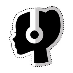 human profile with earphones vector illustration design