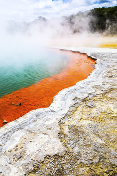 hot sparkling lake in New Zealand