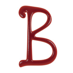 Hand Drawn Liquid letter B Made in Ketchup or Tomato Sauce Isolated on White Background 3d Rendering