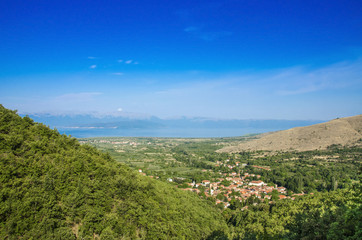 Fototapeta na wymiar Ljubojno with Prespa Lake, Macedonia