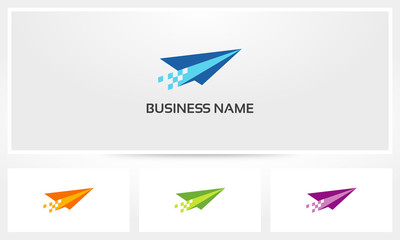 Paper Airplane Pixel Logo