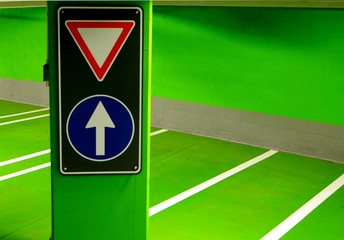 Green subterranean parking. Futuristic architecture