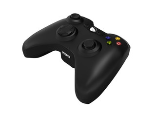 black gamepad perspective view without shadow on white background 3d