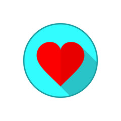 Heart icon. Romantic love symbol. Blue circle button with flat icon. Vector