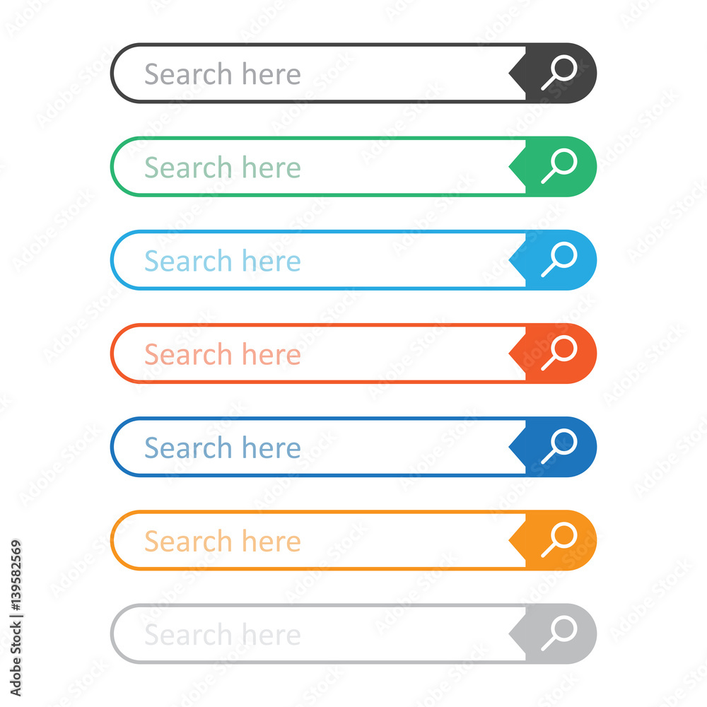 Poster search bar field. set vector interface elements with search button. flat vector illustration on whit