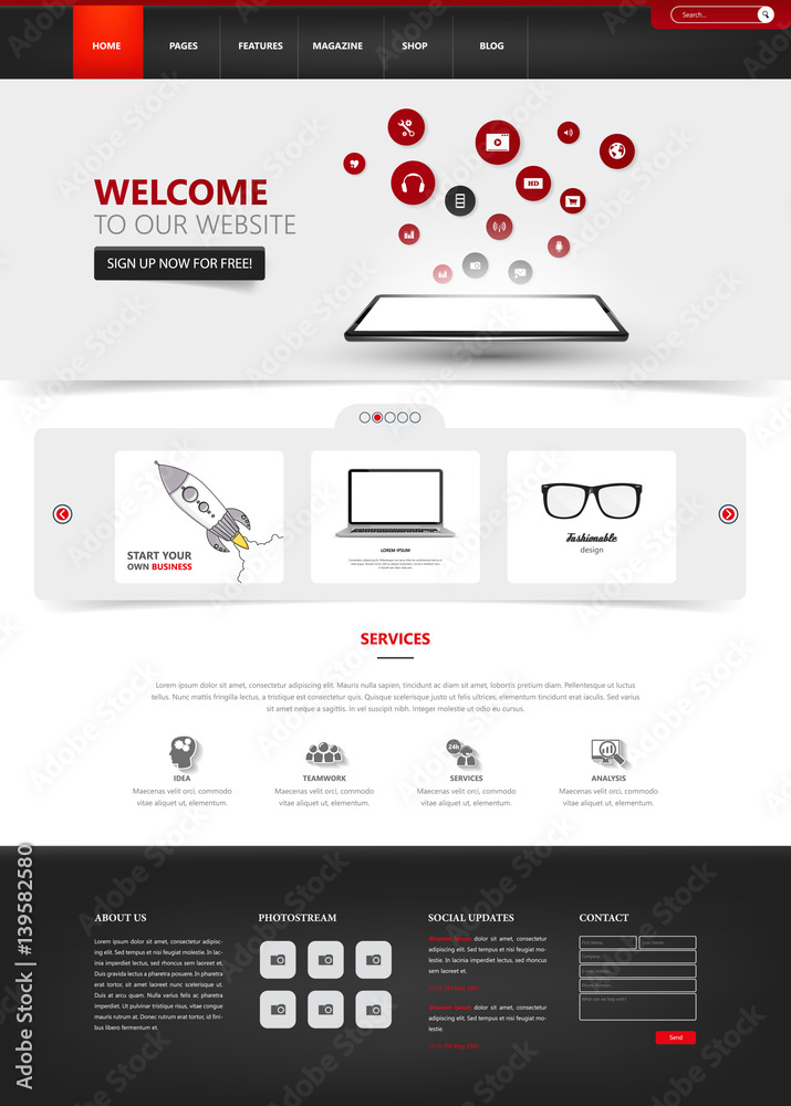 Wall mural website template for your business in vector format.