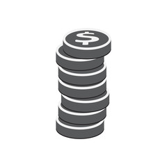 Money silhouette icon on white background. Coins vector illustration in flat style. Icons for design, website.