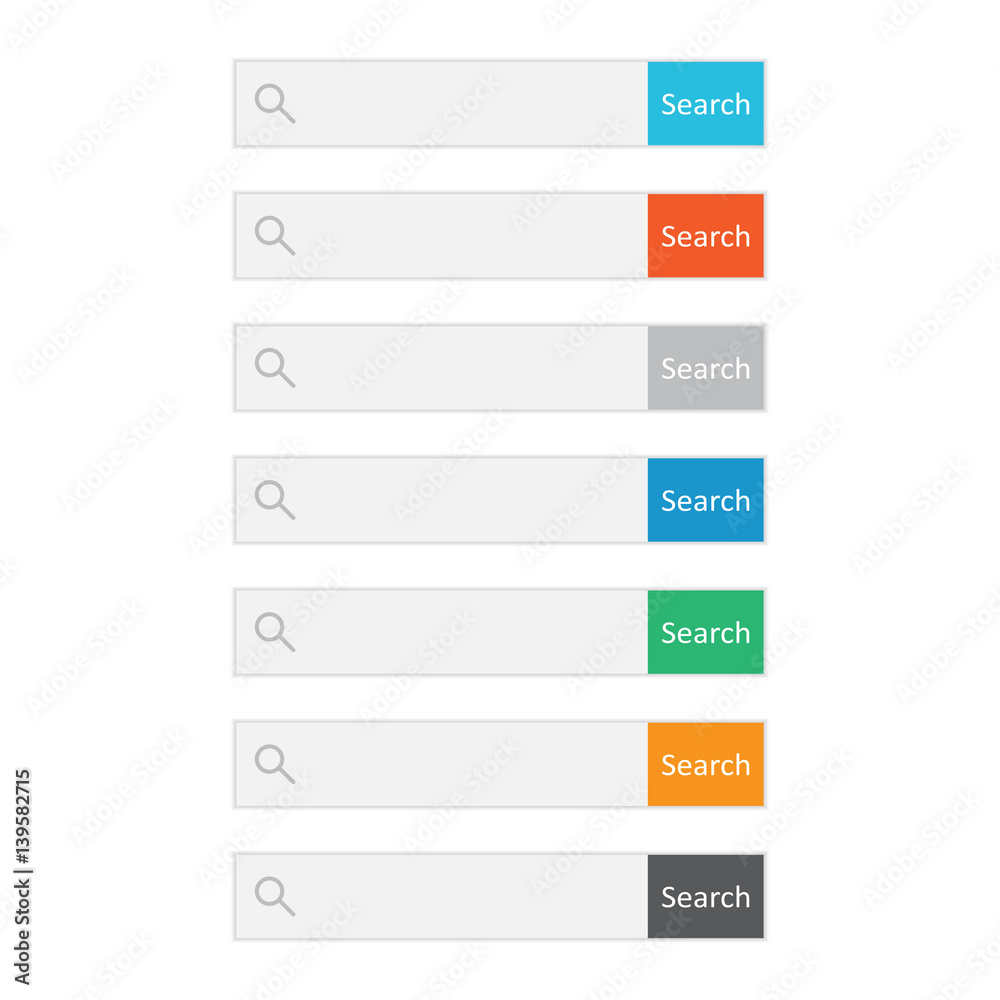 Poster search bar field. set vector interface elements with search button. flat vector illustration on whit