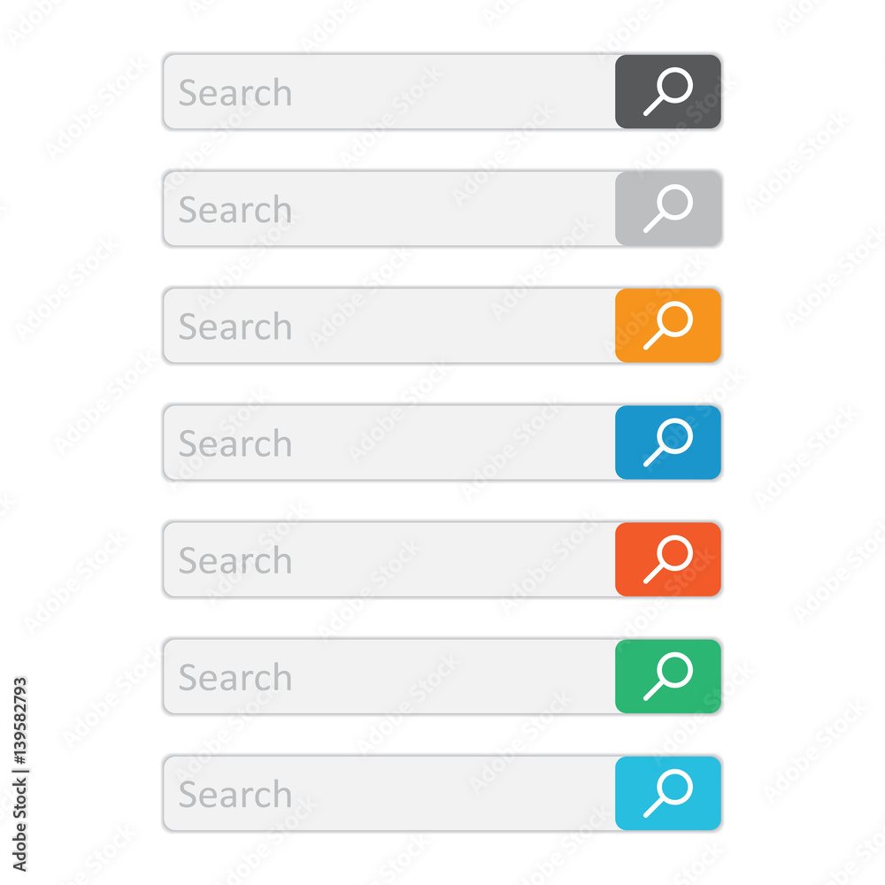 Poster search bar field. set vector interface elements with search button. flat vector illustration on whit