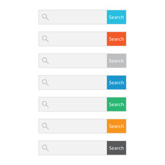 Search bar field. Set vector interface elements with search button. Flat vector illustration on white background.