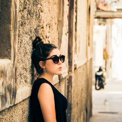 Pretty teenage girl with sunglasses