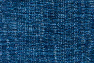 Closeup dark blue yarn textile background and textured, Blue cooton background