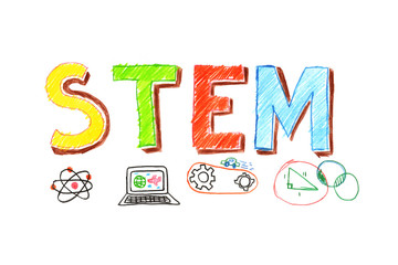 Illustration of STEM word banner © Becris