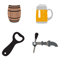 Set of beer related objects on a white background, Vector illustration