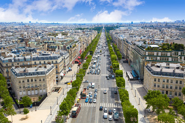 Paris skyline Champs Elysees and Concorde