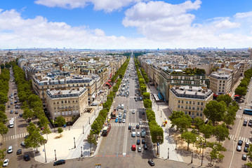 Paris skyline Champs Elysees and Concorde - obrazy, fototapety, plakaty