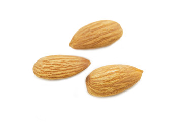 Almonds isolated on white background.