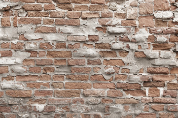 Old painted red brick wall background texture