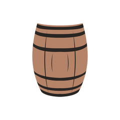 Isolated wooden beer barrel on a white background, Vector illustration
